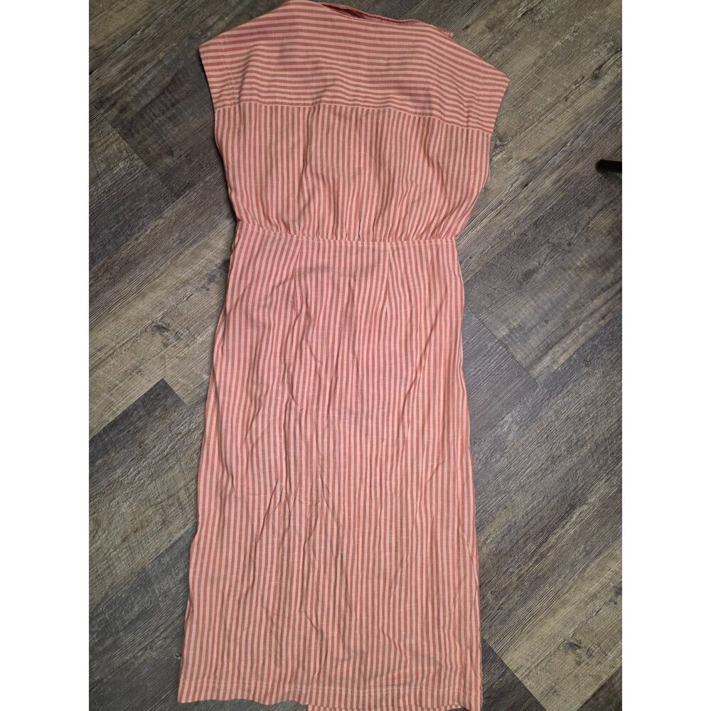 Universal Thread Womens XS Dress Pink Striped Button Front Tie Waist Midi NWT - Picture 4 of 7
